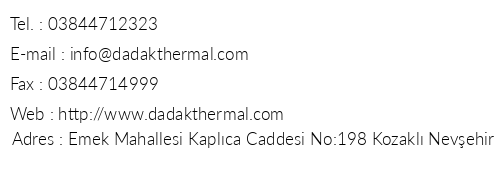 Dadak Thermal Spa & Wellness Hotel telefon numaralar, faks, e-mail, posta adresi ve iletiim bilgileri